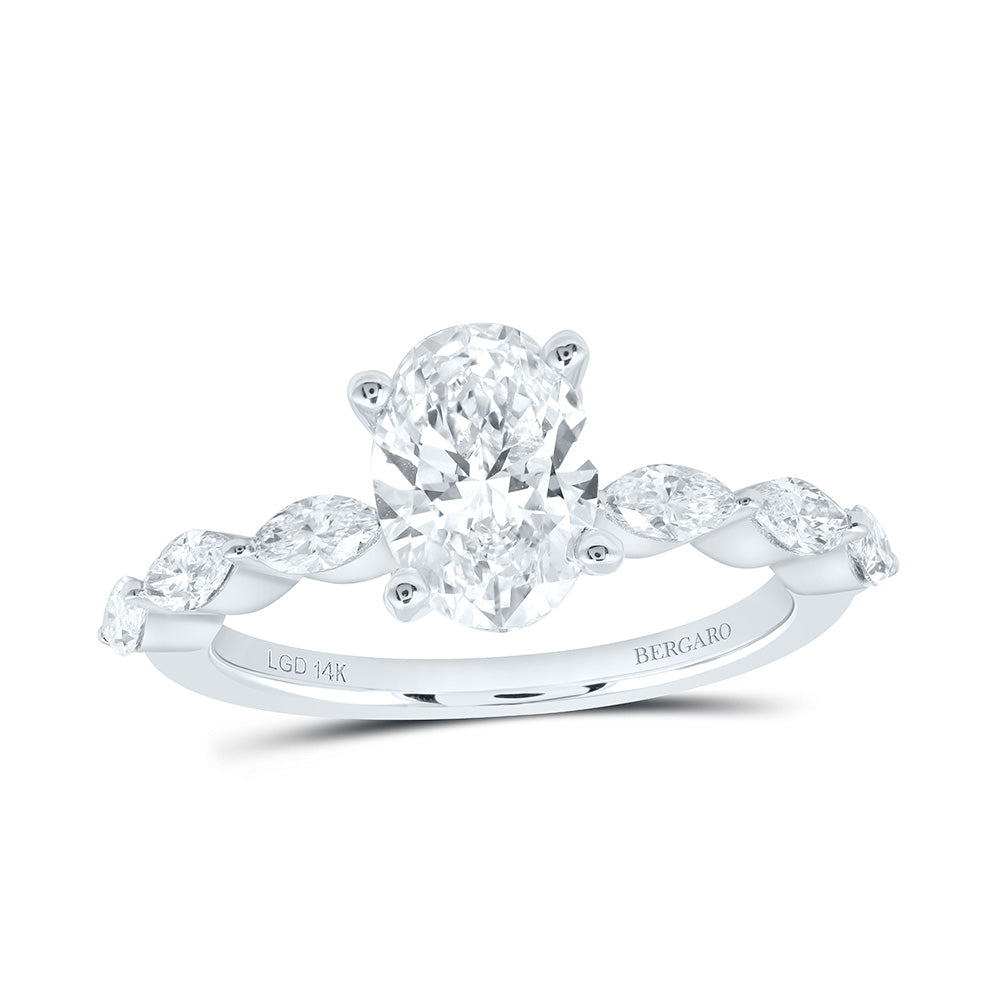 14K Yellow Or White Gold 2 Cttw Lab Grown Diamond 1 1/2 Cttw Center Oval Engagement Ring
