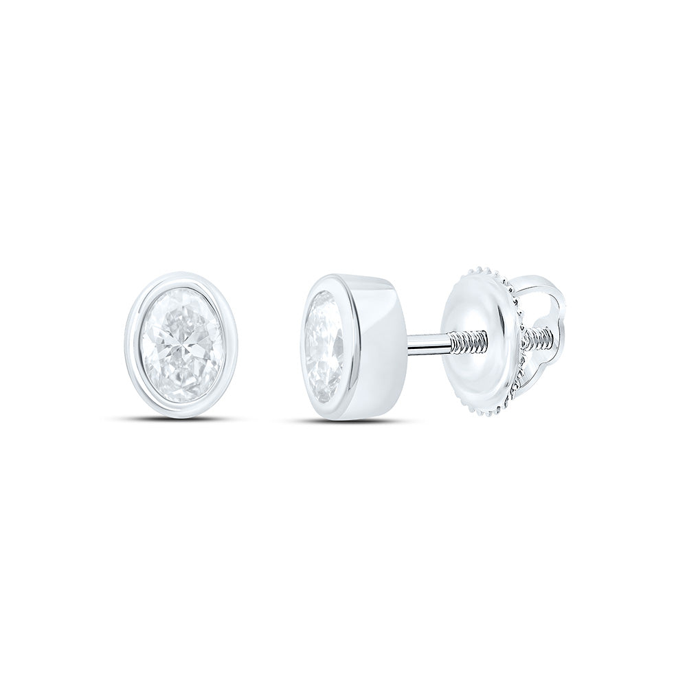 14K Yellow Or White Gold 1/2 Cttw Lab Grown Diamond Fashion Oval Bezel Earring