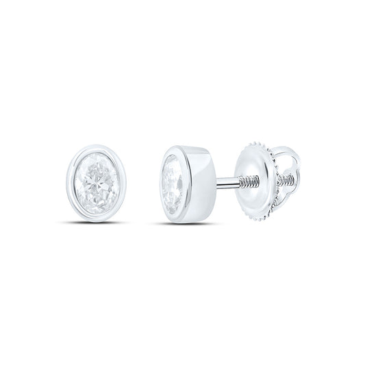 14K Yellow Or White Gold 1/2 Cttw Lab Grown Diamond Fashion Oval Bezel Earring