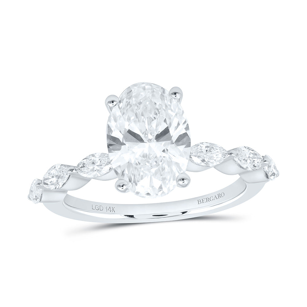 14K Yellow Or White Gold 2 1/2 Cttw Lab Grown Diamond 2 Cttw Center Oval Engagement Ring