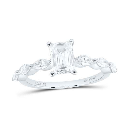14K Yellow Or White Gold 1 5/8 Cttw Lab Grown Diamond 1 Cttw Center Emerald Engagement Ring