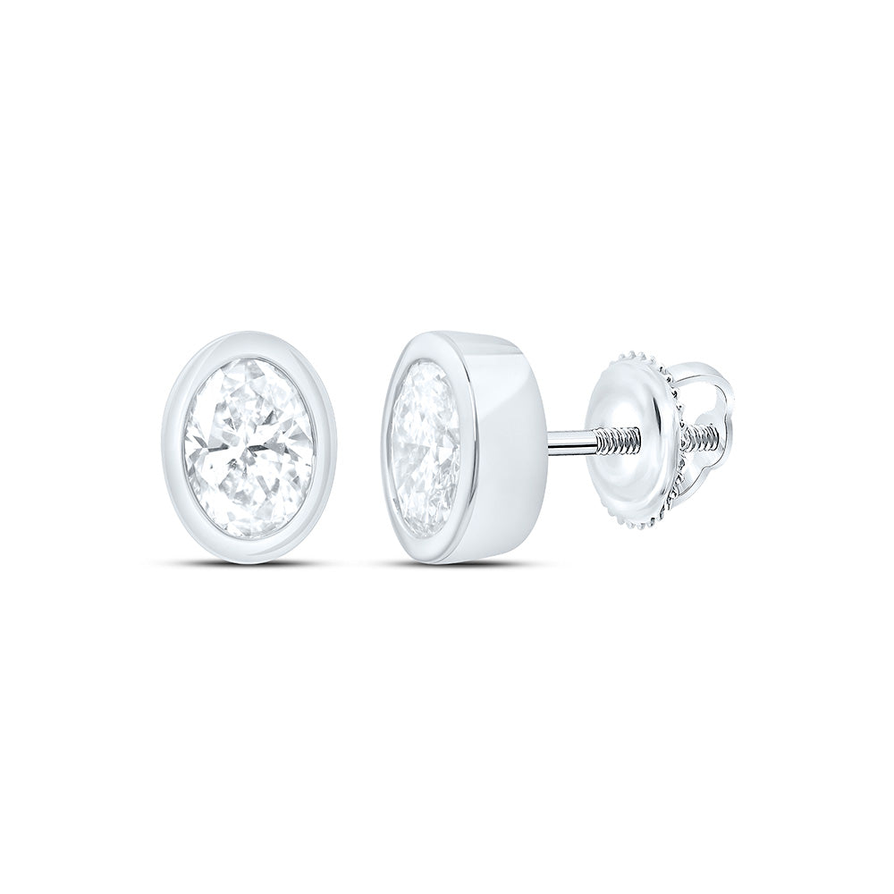 14K Yellow Or White Gold 1 Cttw Lab Grown Diamond Fashion Oval Bezel Earring