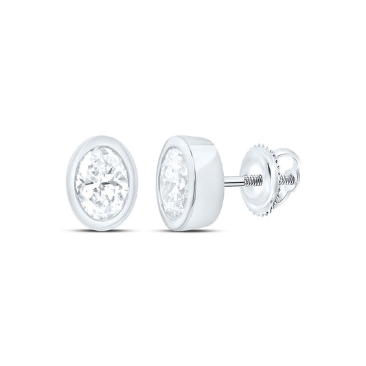 14K Yellow Or White Gold 1 Cttw Lab Grown Diamond Fashion Oval Bezel Earring