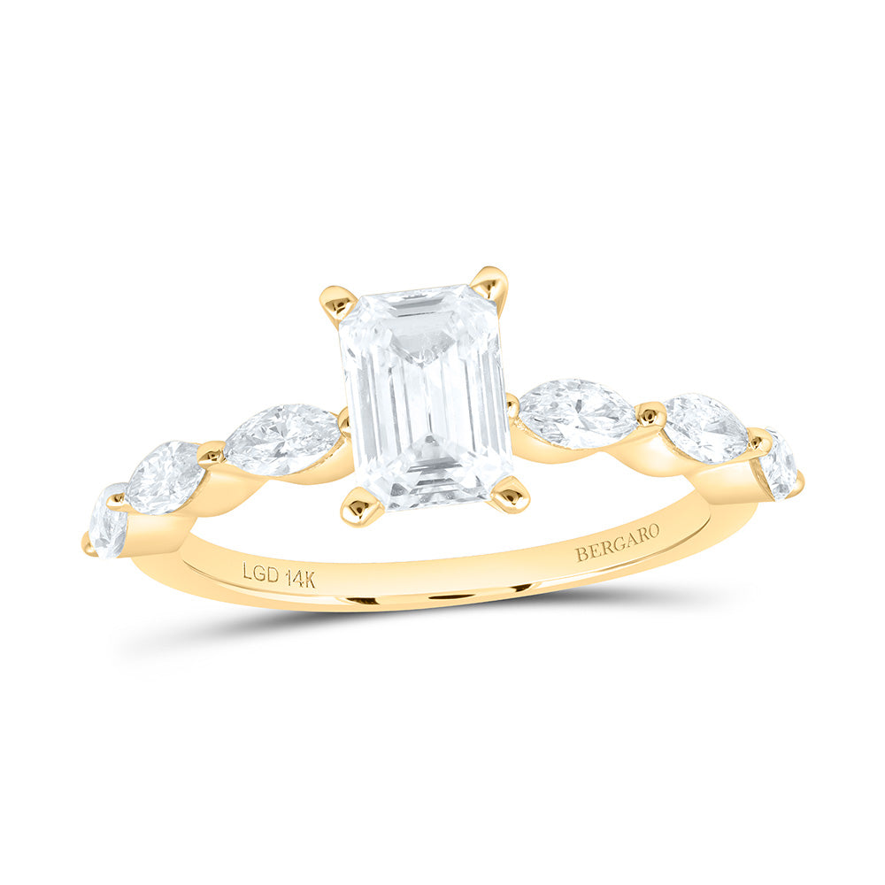 14K Yellow Or White Gold 1 5/8 Cttw Lab Grown Diamond 1 Cttw Center Emerald Engagement Ring