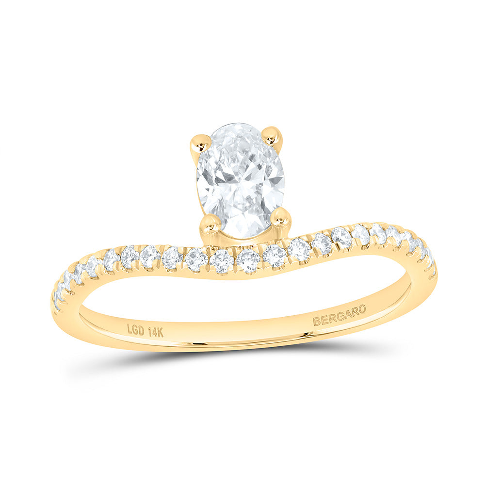 14K Yellow Or White Gold 3/4 Cttw Lab Grown Diamond, 1/2 Cttw Center Oval Engagement Ring