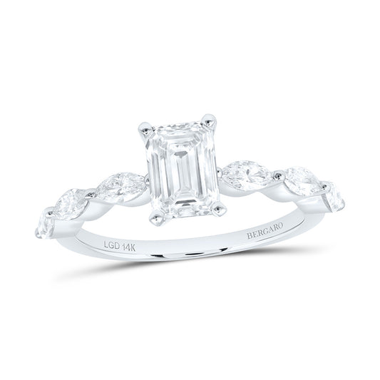 14K Yellow Or White Gold 2 Cttw Lab Grown Diamond 1 1/2 Cttw Center Emerald Engagement Ring