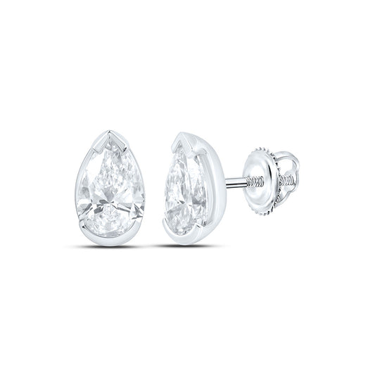 14K Yellow Or White Gold 1 Cttw Lab Grown Diamond Fashion Pear Bezel Earring