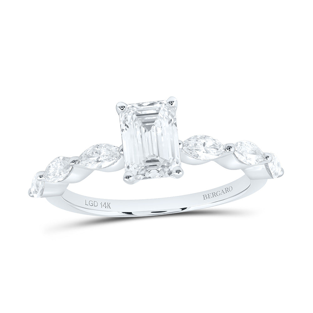 14K Yellow Or White Gold 2 1/2 Cttw Lab Grown Diamond 2 Cttw Center Emerald Engagement Ring