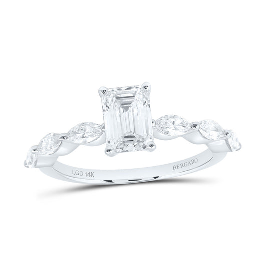 14K Yellow Or White Gold 2 1/2 Cttw Lab Grown Diamond 2 Cttw Center Emerald Engagement Ring