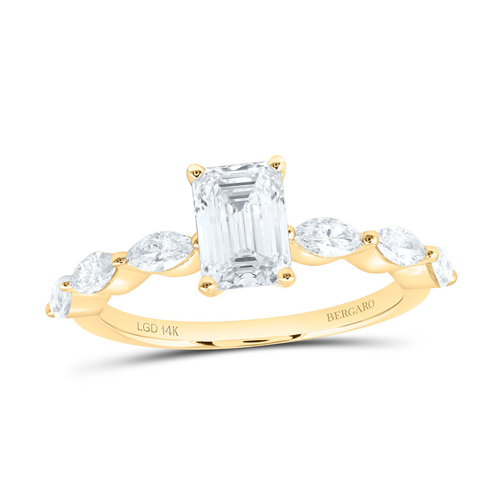 14K Yellow Or White Gold 2 1/2 Cttw Lab Grown Diamond 2 Cttw Center Emerald Engagement Ring