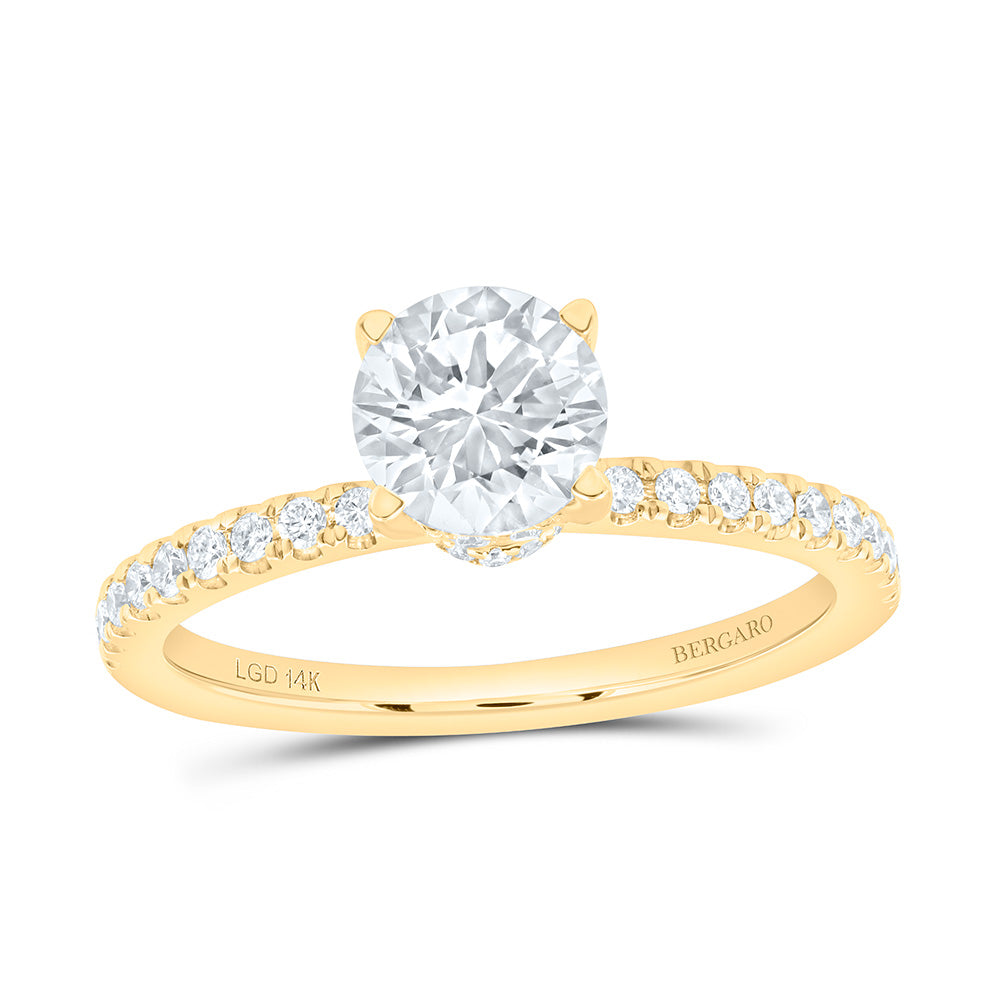 14K Yellow Or White Gold 1 1/4 Cttw Lab Grown Diamond 1 Cttw Center Round Engagement Ring