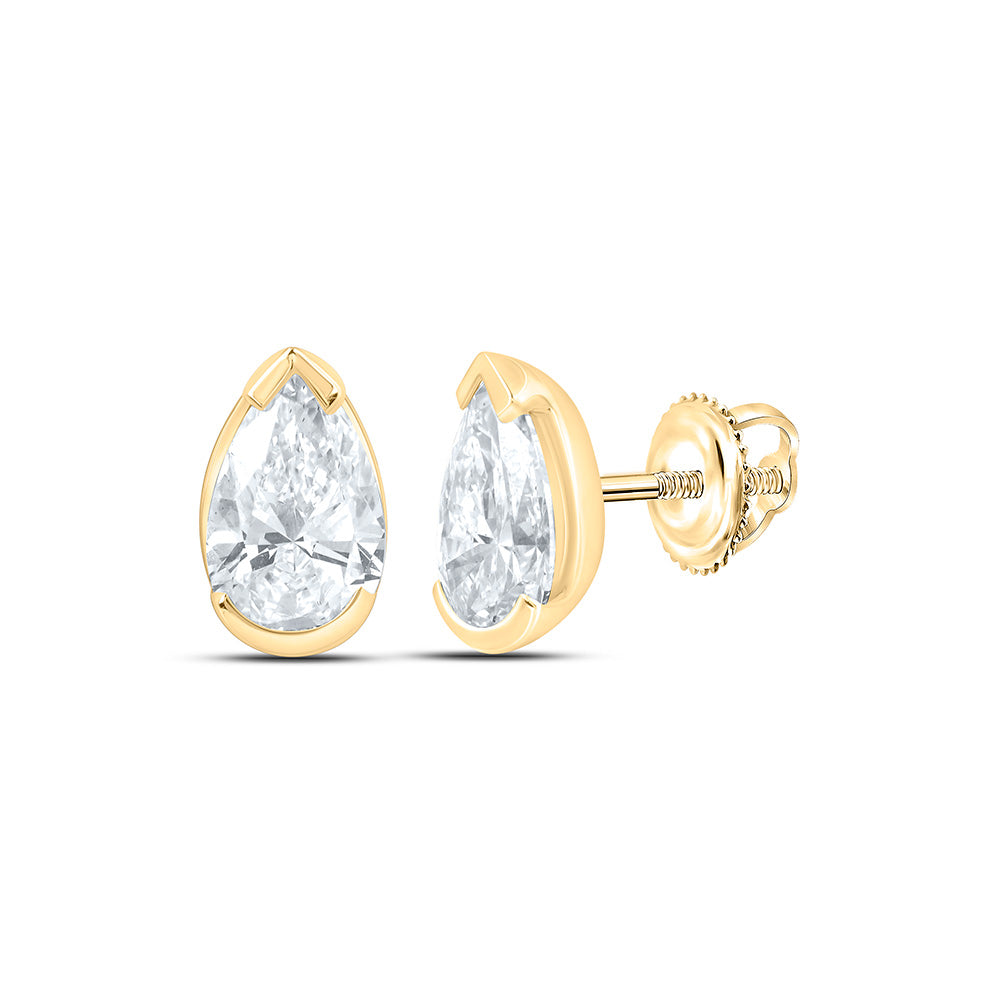 14K Yellow Or White Gold 2 Cttw Lab Grown Diamond Fashion Pear Bezel Earring