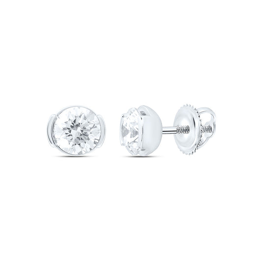 14K Yellow Or White Gold 1 Cttw Lab Grown Diamond Fashion Round Bezel Earring