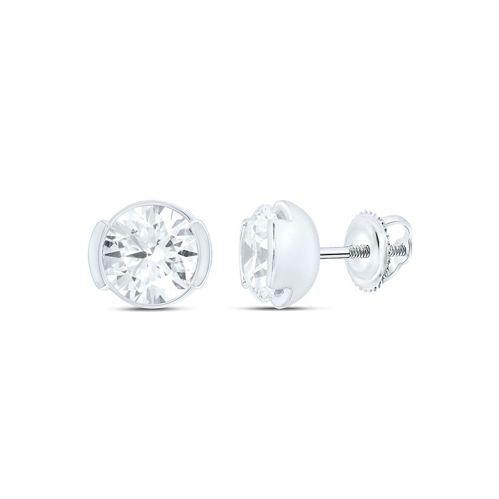 14K Yellow Or White Gold 2 Cttw Lab Grown Diamond Fashion Round Bezel Earring