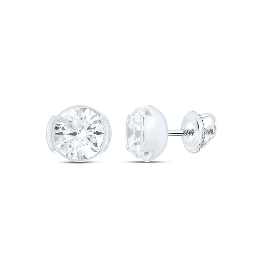 14K Yellow Or White Gold 2 Cttw Lab Grown Diamond Fashion Round Bezel Earring