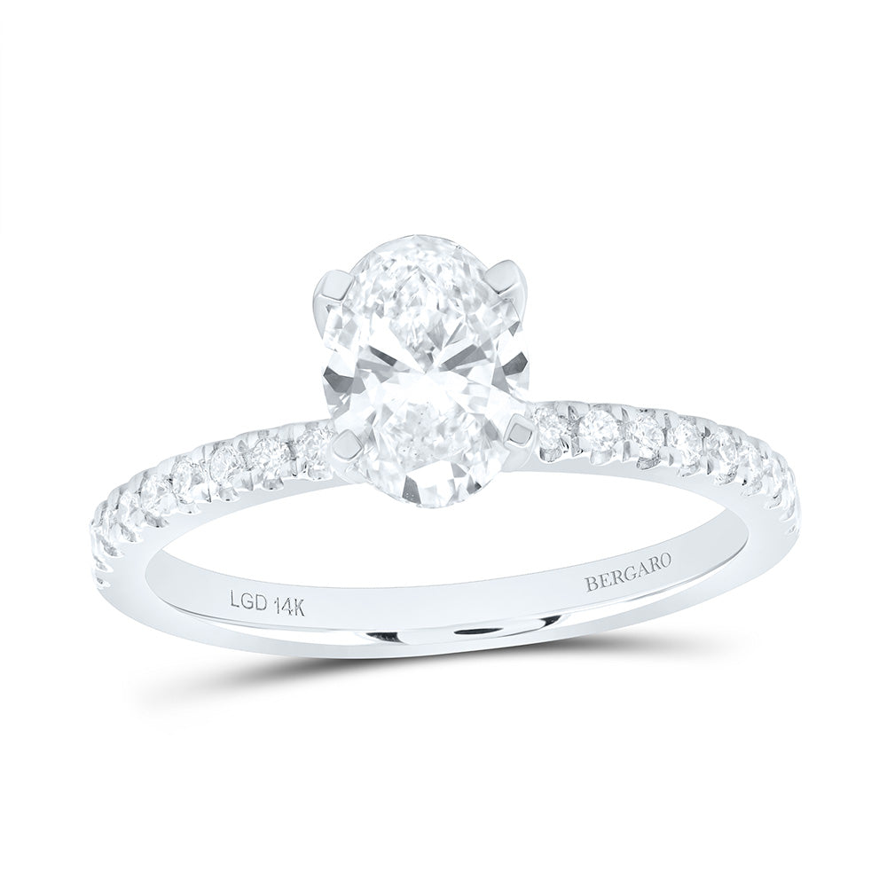 14K Yellow Or White Gold 1 1/3 Cttw Lab Grown Diamond 1 Cttw Center Oval Engagement Ring
