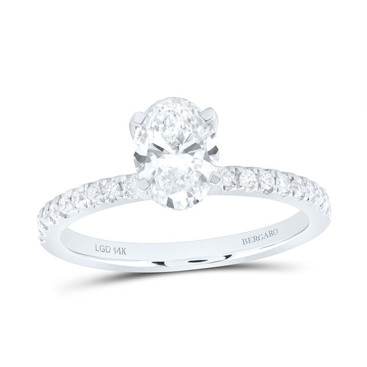 14K Yellow Or White Gold 1 1/3 Cttw Lab Grown Diamond 1 Cttw Center Oval Engagement Ring