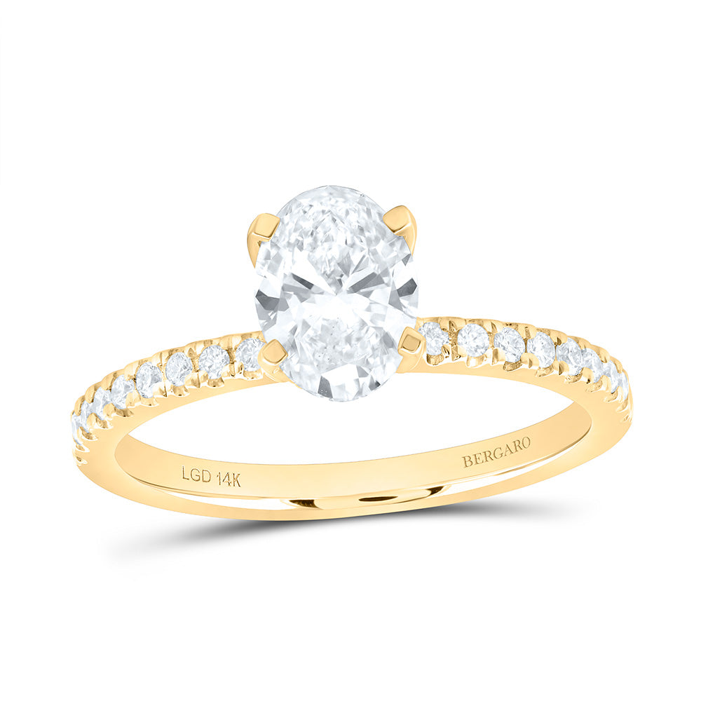 14K Yellow Or White Gold 1 1/3 Cttw Lab Grown Diamond 1 Cttw Center Oval Engagement Ring