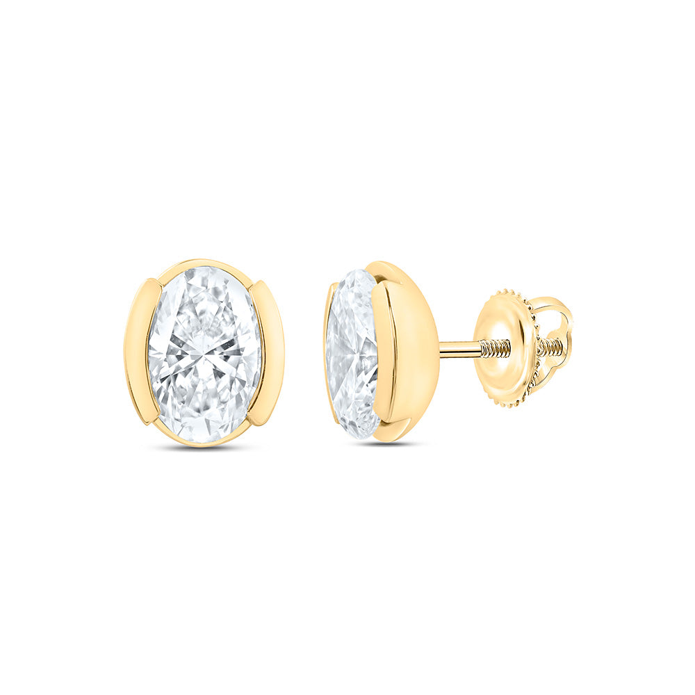 14K Yellow Or White Gold 1 Cttw Lab Grown Diamond Fashion Oval Bezel Earring
