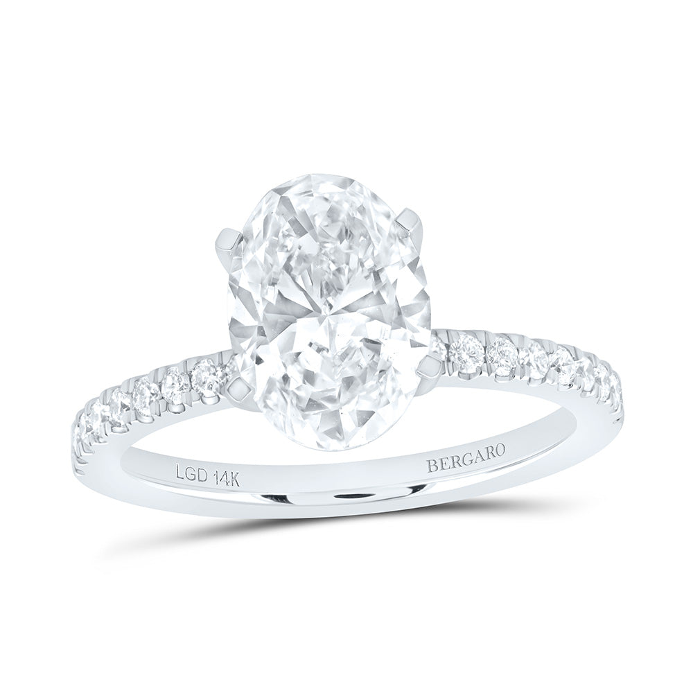 14K Yellow Or White Gold 2 3/8 Cttw Lab Grown Diamond 2 Cttw Center Oval Engagement Ring
