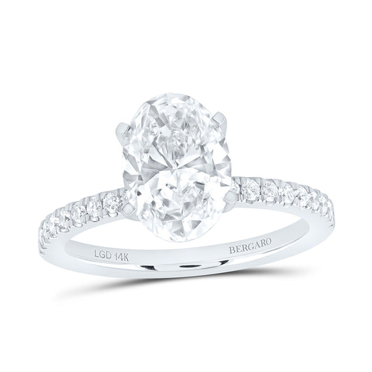 14K Yellow Or White Gold 2 3/8 Cttw Lab Grown Diamond 2 Cttw Center Oval Engagement Ring
