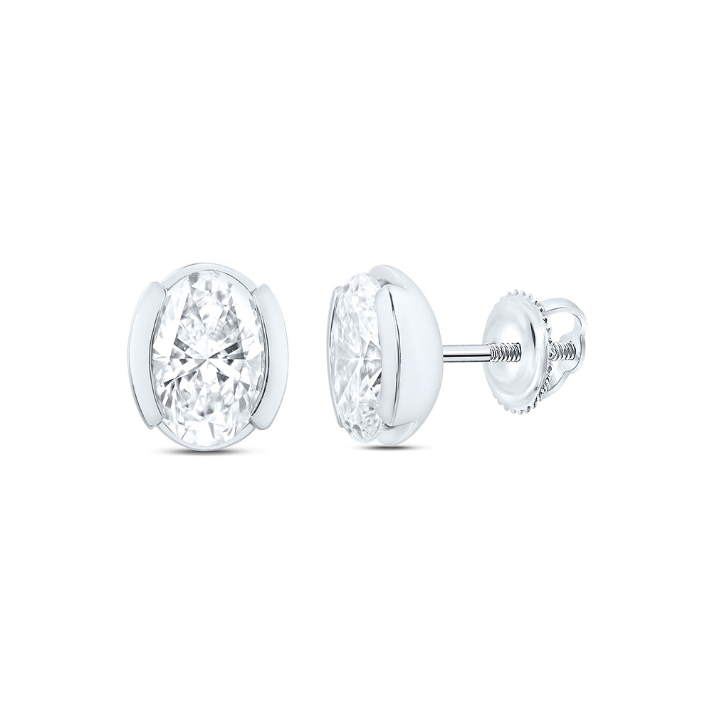 14K Yellow Or White Gold 2 Cttw Lab Grown Diamond Fashion Oval Bezel Earring