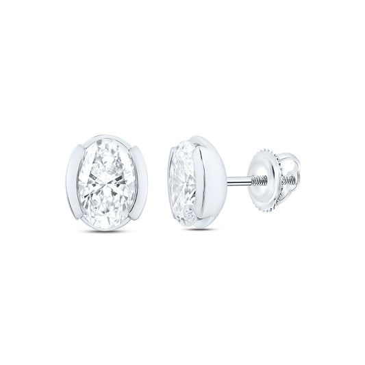 14K Yellow Or White Gold 2 Cttw Lab Grown Diamond Fashion Oval Bezel Earring