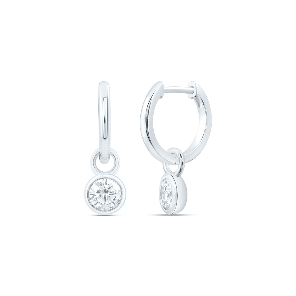 14K Yellow Or White Gold 1 Cttw Lab Grown Diamond Fashion Round Dangling Bezel Earring