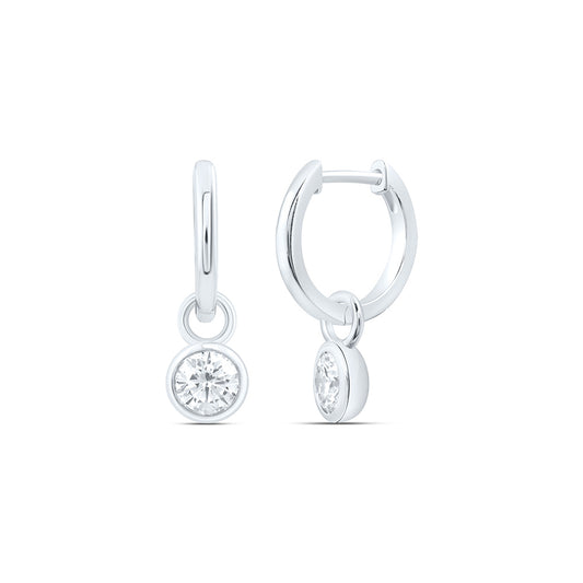 14K Yellow Or White Gold 1 Cttw Lab Grown Diamond Fashion Round Dangling Bezel Earring