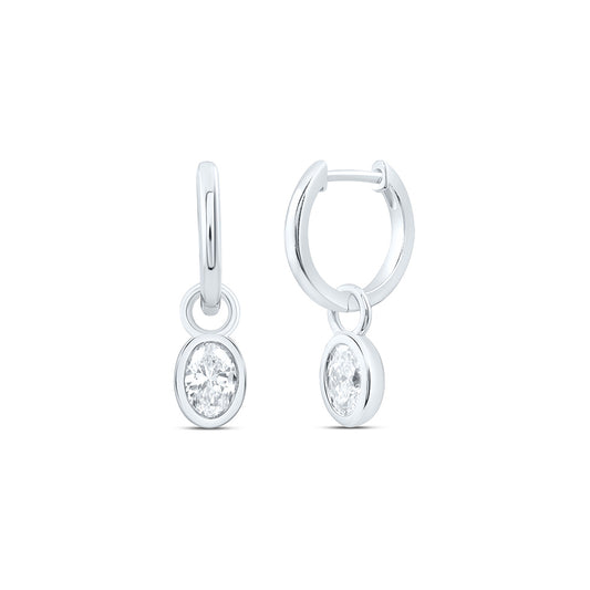 14K Yellow Or White Gold 1 Cttw Lab Grown Diamond Fashion Oval Dangling Bezel Earring