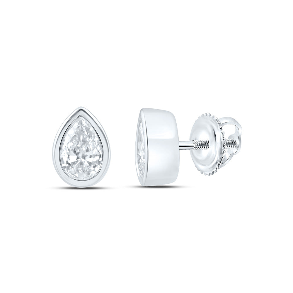 14K Yellow Or White Gold 1/2 Cttw Lab Grown Diamond Fashion Pear Bezel Earring