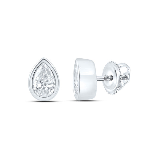 14K Yellow Or White Gold 1/2 Cttw Lab Grown Diamond Fashion Pear Bezel Earring