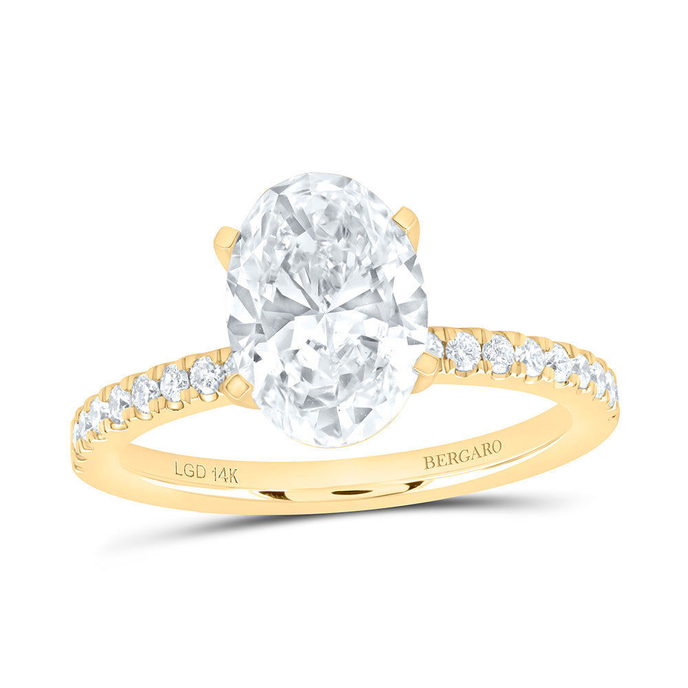 14K Yellow Or White Gold 2 3/8 Cttw Lab Grown Diamond 2 Cttw Center Oval Engagement Ring