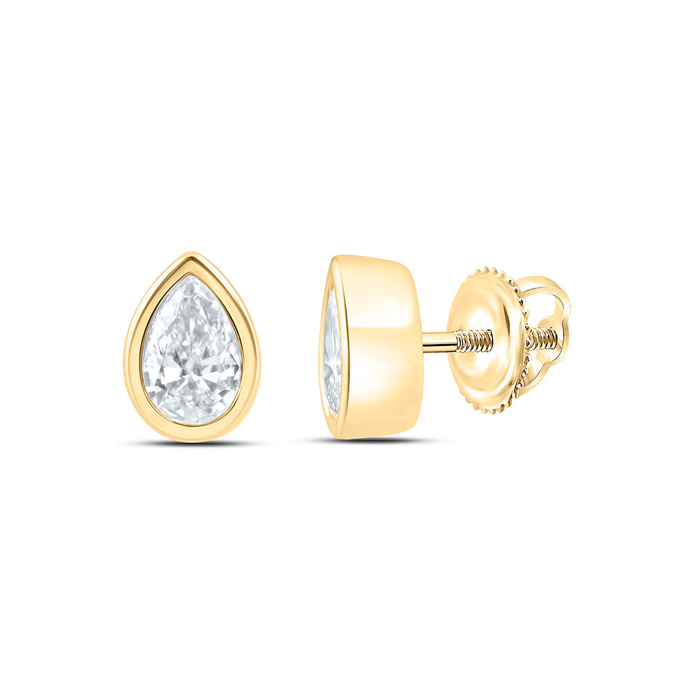 14K Yellow Or White Gold 1/2 Cttw Lab Grown Diamond Fashion Pear Bezel Earring