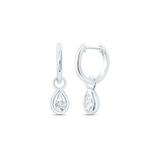 14K Yellow Or White Gold 1 Cttw Lab Grown Diamond Fashion Pear Dangling Bezel Earring