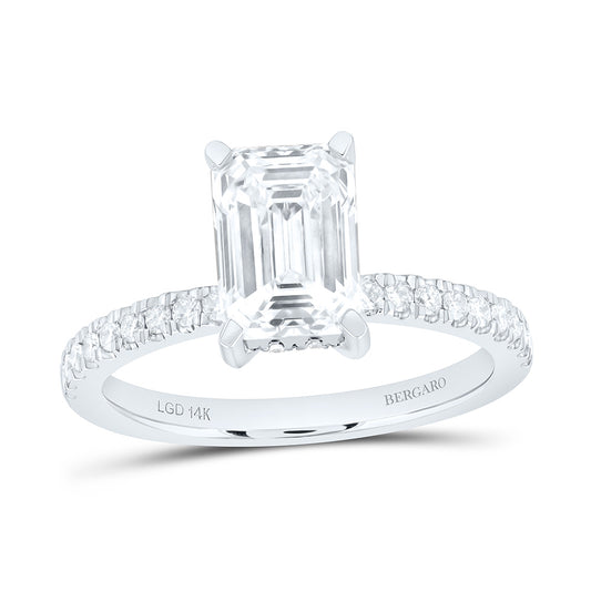 14K Yellow Or White Gold 2 1/2 Cttw Lab Grown Diamond 2 Cttw Center Emerald Engagement Ring