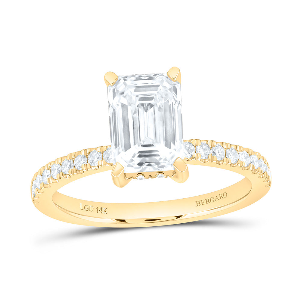14K Yellow Or White Gold 2 1/2 Cttw Lab Grown Diamond 2 Cttw Center Emerald Engagement Ring