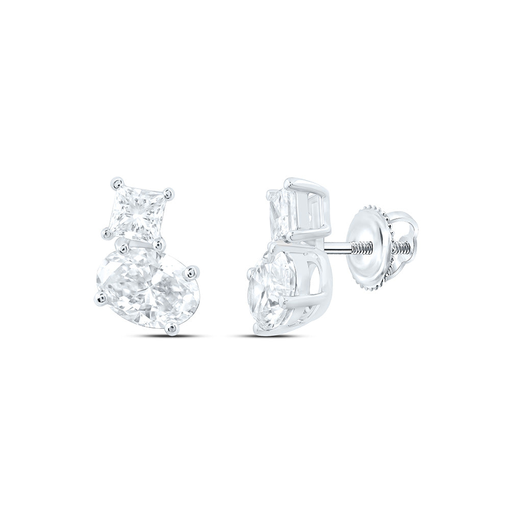 14K Yellow Or White Gold 2 Cttw Lab Grown Diamond Fashion 2 Stone Earring