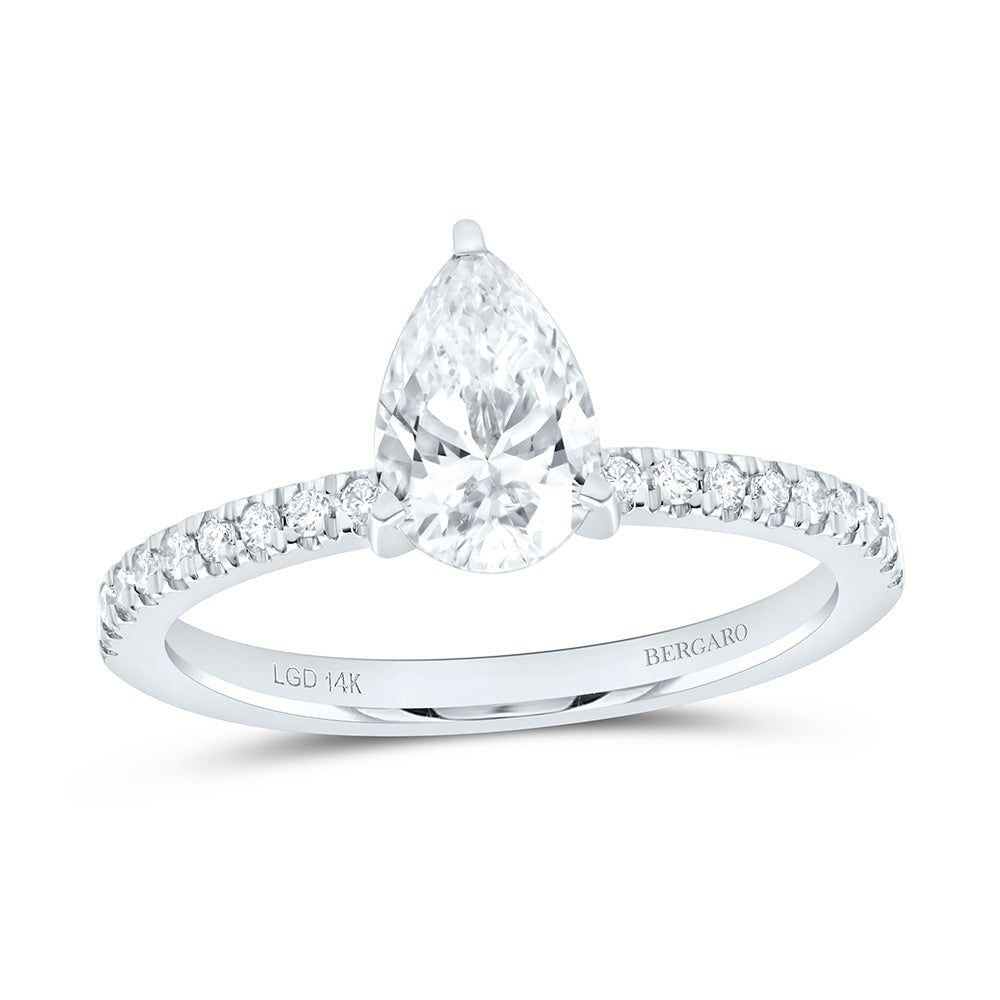 14K Yellow Or White Gold 1 1/3 Cttw Lab Grown Diamond 1 Cttw Center Pear Engagement Ring