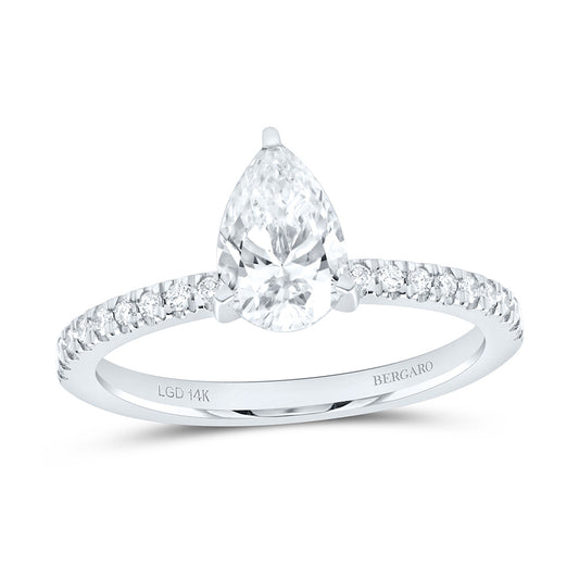 14K Yellow Or White Gold 1 1/3 Cttw Lab Grown Diamond 1 Cttw Center Pear Engagement Ring