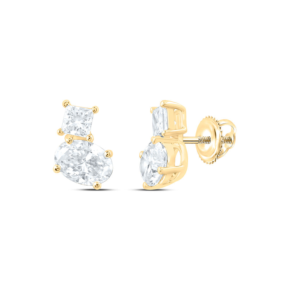 14K Yellow Or White Gold 2 Cttw Lab Grown Diamond Fashion 2 Stone Earring