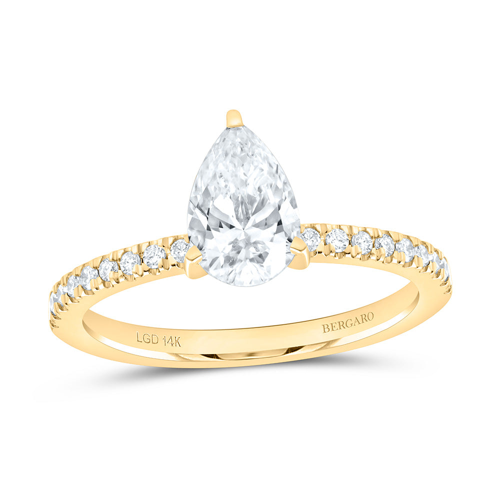 14K Yellow Or White Gold 1 1/3 Cttw Lab Grown Diamond 1 Cttw Center Pear Engagement Ring