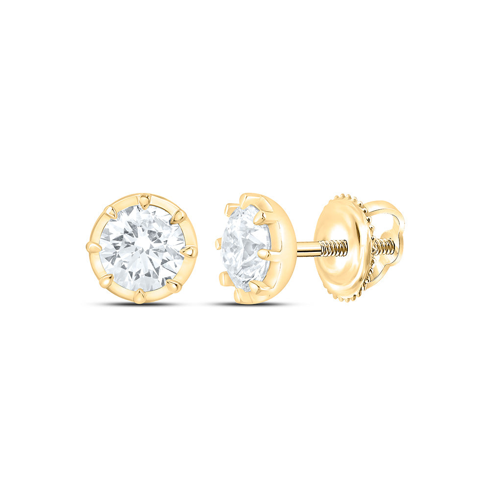 14K Yellow Or White Gold 1 Cttw Lab Grown Diamond Fashion Round Earring