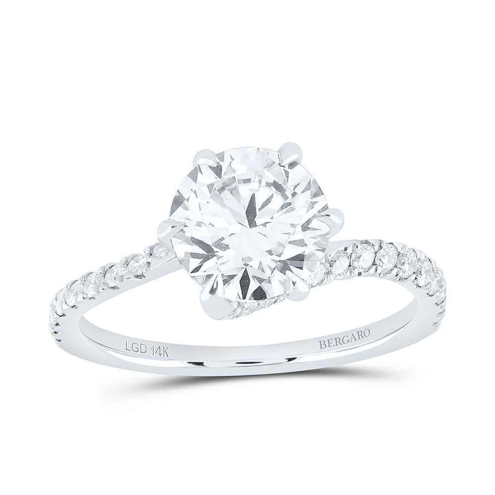 14K Yellow Or White Gold 2 1/3 Cttw Lab Grown Diamond 2 Cttw Center Round Engagement Ring