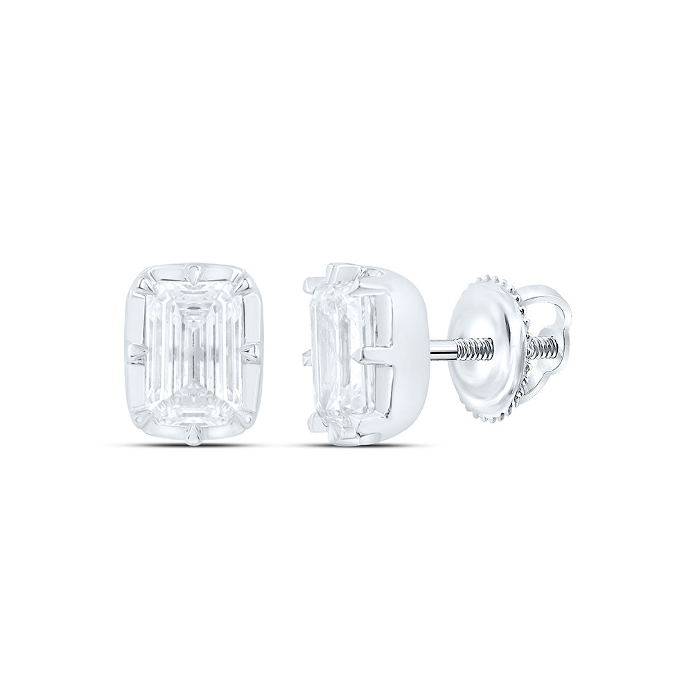 14K Yellow Or White Gold 1 Cttw Lab Grown Diamond Fashion Emerald Earring