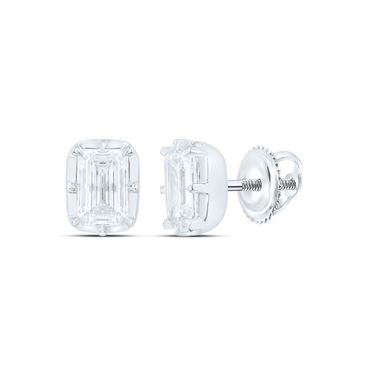14K Yellow Or White Gold 1 Cttw Lab Grown Diamond Fashion Emerald Earring