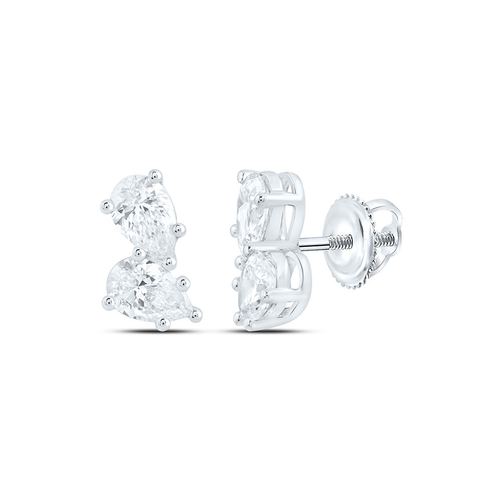 14K Yellow Or White Gold 2 Cttw Lab Grown Diamond Fashion Pear 2 Stone Earring
