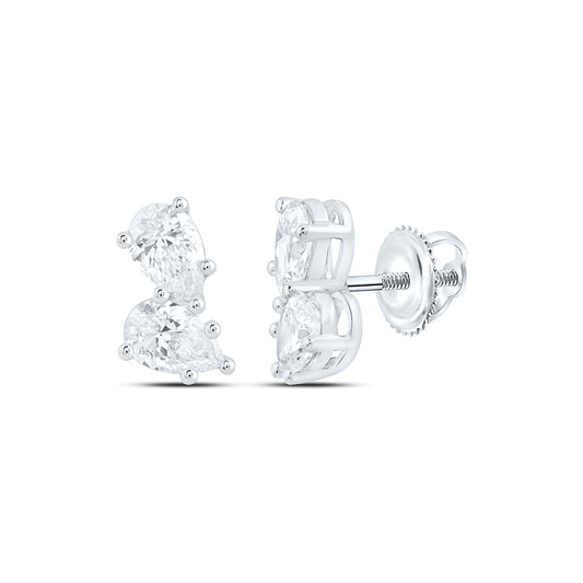 14K Yellow Or White Gold 2 Cttw Lab Grown Diamond Fashion Pear 2 Stone Earring