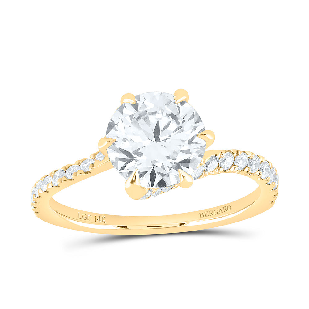 14K Yellow Or White Gold 2 1/3 Cttw Lab Grown Diamond 2 Cttw Center Round Engagement Ring