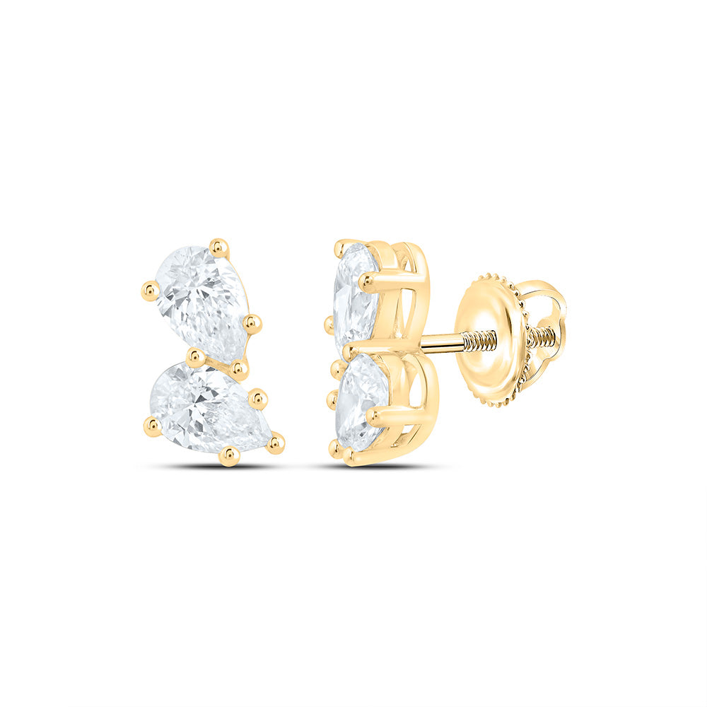 14K Yellow Or White Gold 2 Cttw Lab Grown Diamond Fashion Pear 2 Stone Earring